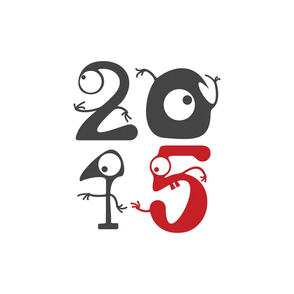 Νέο έτος 2015 γελοιογραφία με τέρατα — Διανυσματικό Αρχείο
