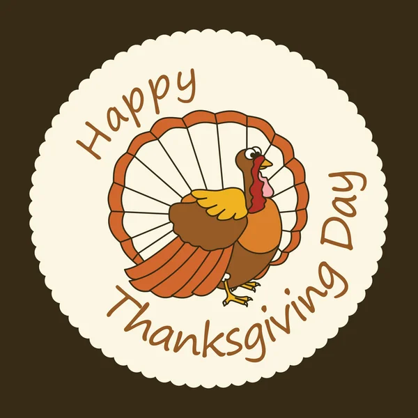 Grappig Beeldverhaal Turkije. Thanksgiving day — Stockvector