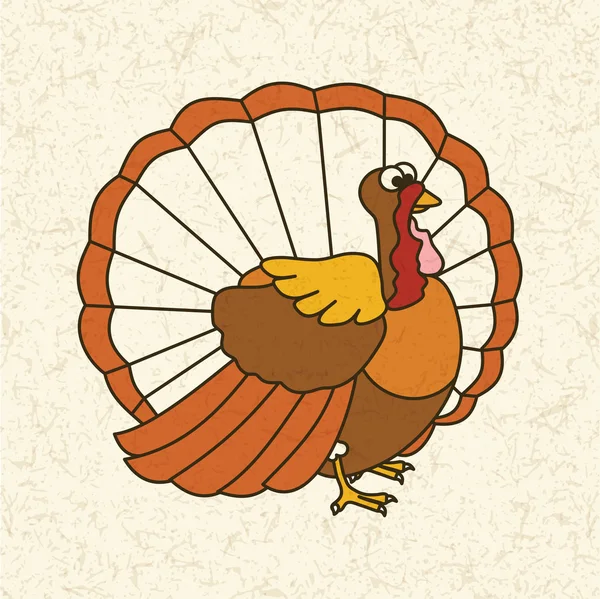 Drôle de dinde de dessin animé. Jour de Thanksgiving — Image vectorielle