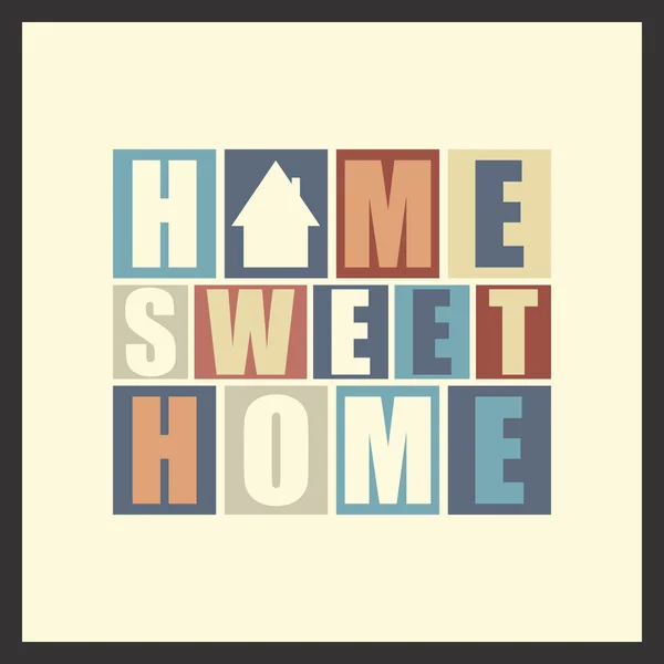 Letras retro Home, Sweet Home en marco — Vector de stock