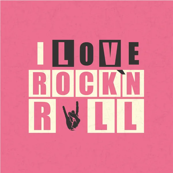 Retro  inscription I love Rock n Rock in frame. vector illustration — Stock Vector