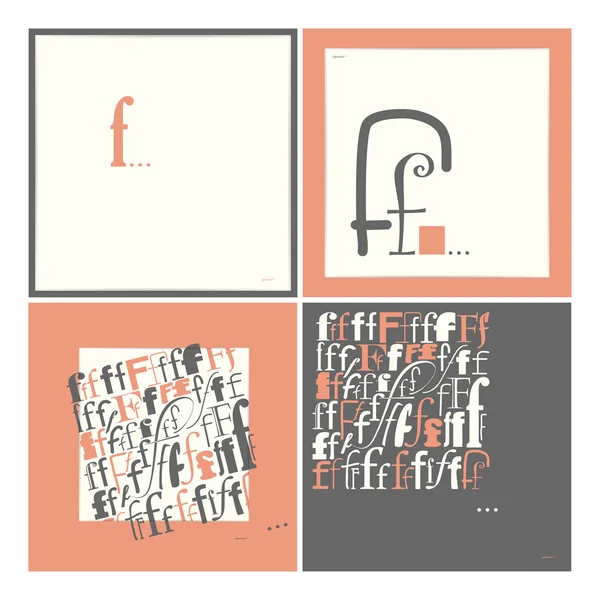 Eleganta alfabetet i ramar. bokstaven f, typografiska element. — Stock vektor