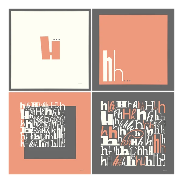 Stylish alphabet in frames. Letter H,Typographic elements. — Stock Vector