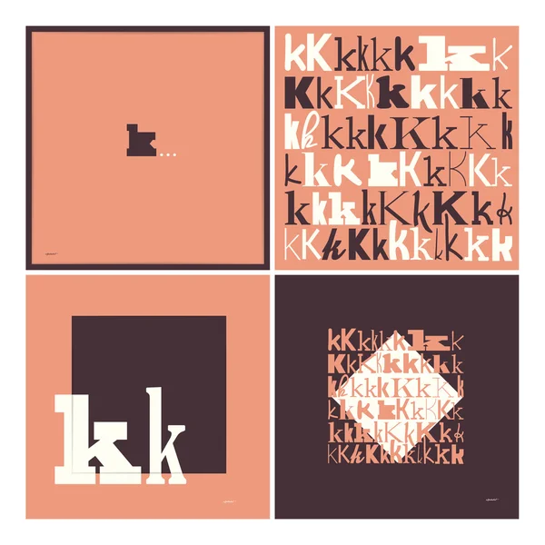 Stylish alphabet in frames. Letter K,Typographic elements. — Stock Vector