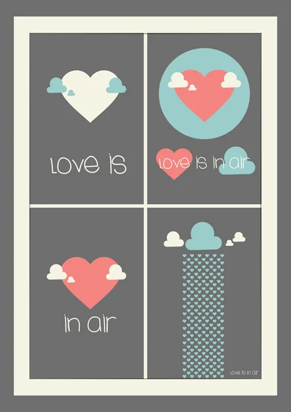 Fyra valentine dagar kort. kärlek är i luften. — Stock vektor