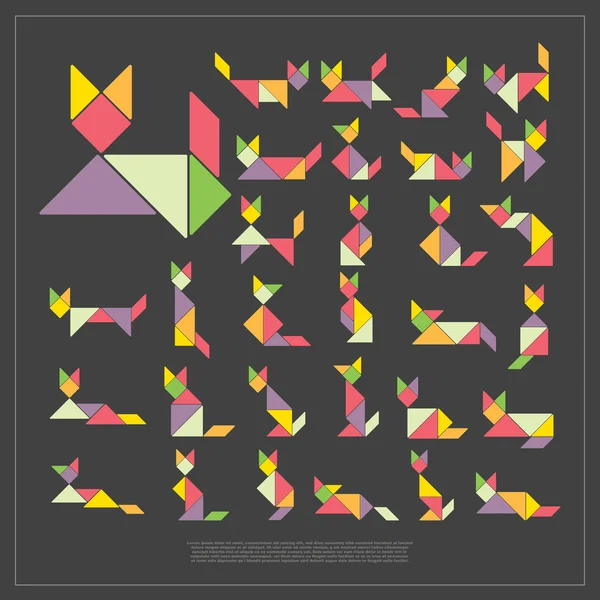 Zestaw tangram koty — Wektor stockowy