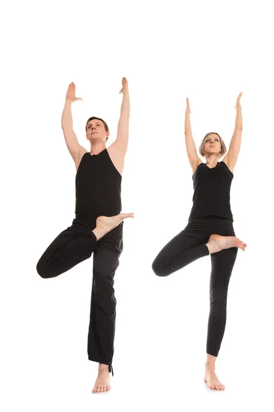 Meditating in the tree position close up — Stock Photo, Image