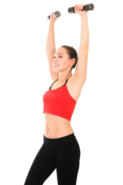 Young woman doing a fitness workout with weights — Stock Photo, Image