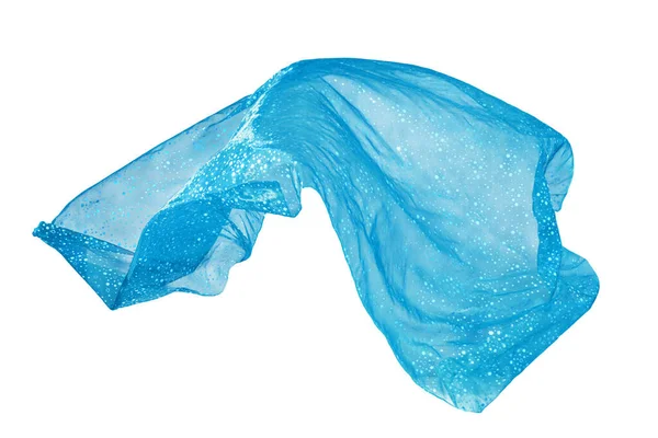 Schöne Blaue Fließende Tuch Fliegen Wind Isoliert Auf Einem Weißen — Stockfoto