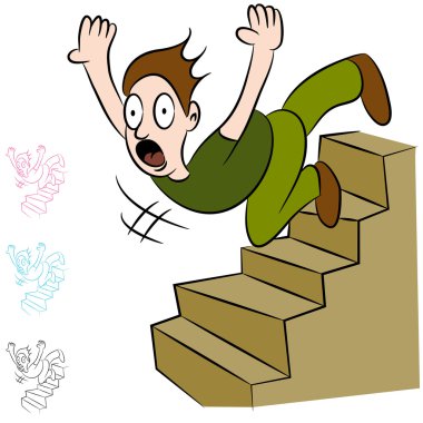 Man Falling Down Flight of Stairs clipart