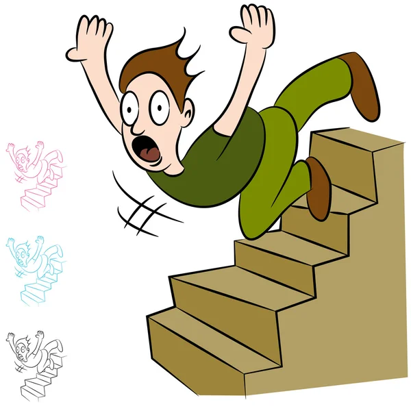 Man Falling Down Flight of Stairs — Stock Vector