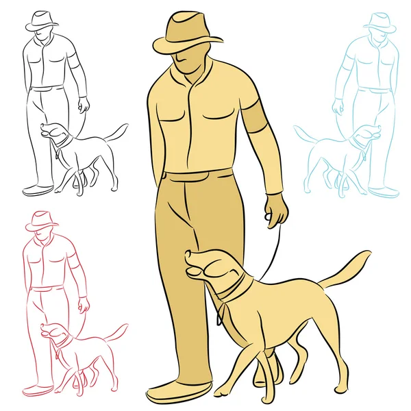 Hombre entrenando a su perro — Archivo Imágenes Vectoriales