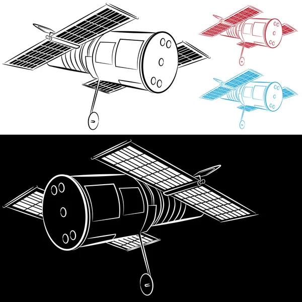 Space Satellite Drawing — Stock Vector