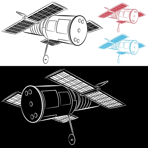 Satellitenzeichnung im Weltraum — Stockvektor