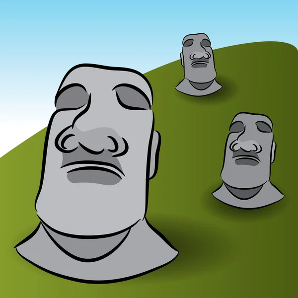 stock vector Easter Island Statues