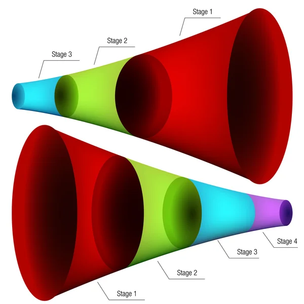 Conjunto de gráficos de funil — Vetor de Stock