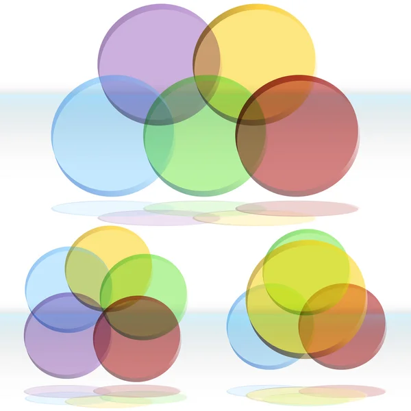Set di diagrammi 3D Venn — Vettoriale Stock