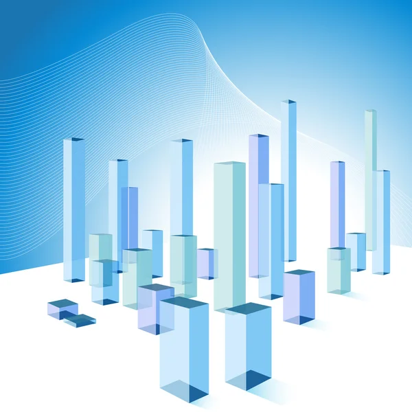 Gráfico de barras 3D fundo da cidade —  Vetores de Stock