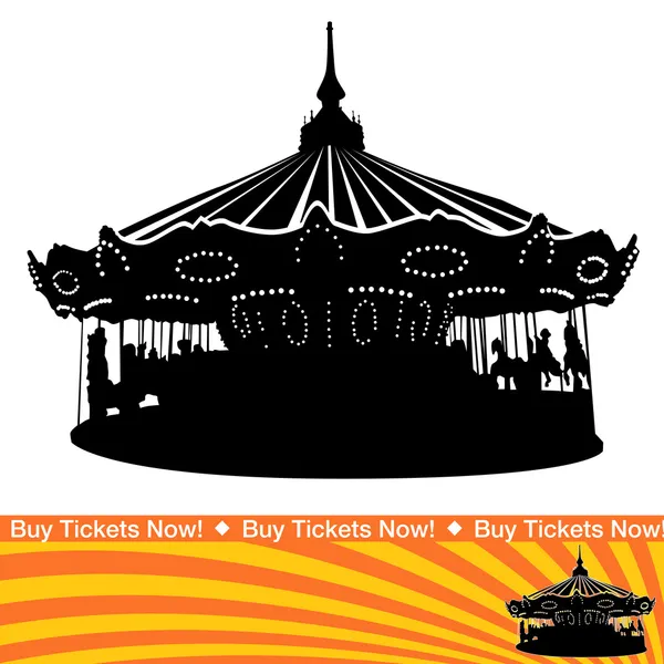 Carrousel rit silhouet — Stockvector