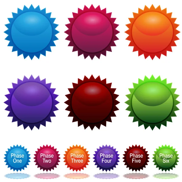 Phase Sun Star Sticker Icon Set — Stock Vector