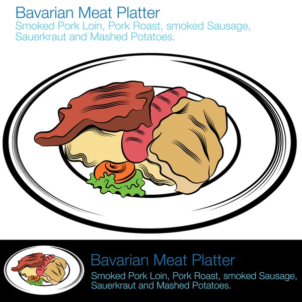 Piatto di carne bavarese — Vettoriale Stock