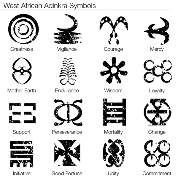 Símbolos de Adinkra de África Occidental — Vector de stock