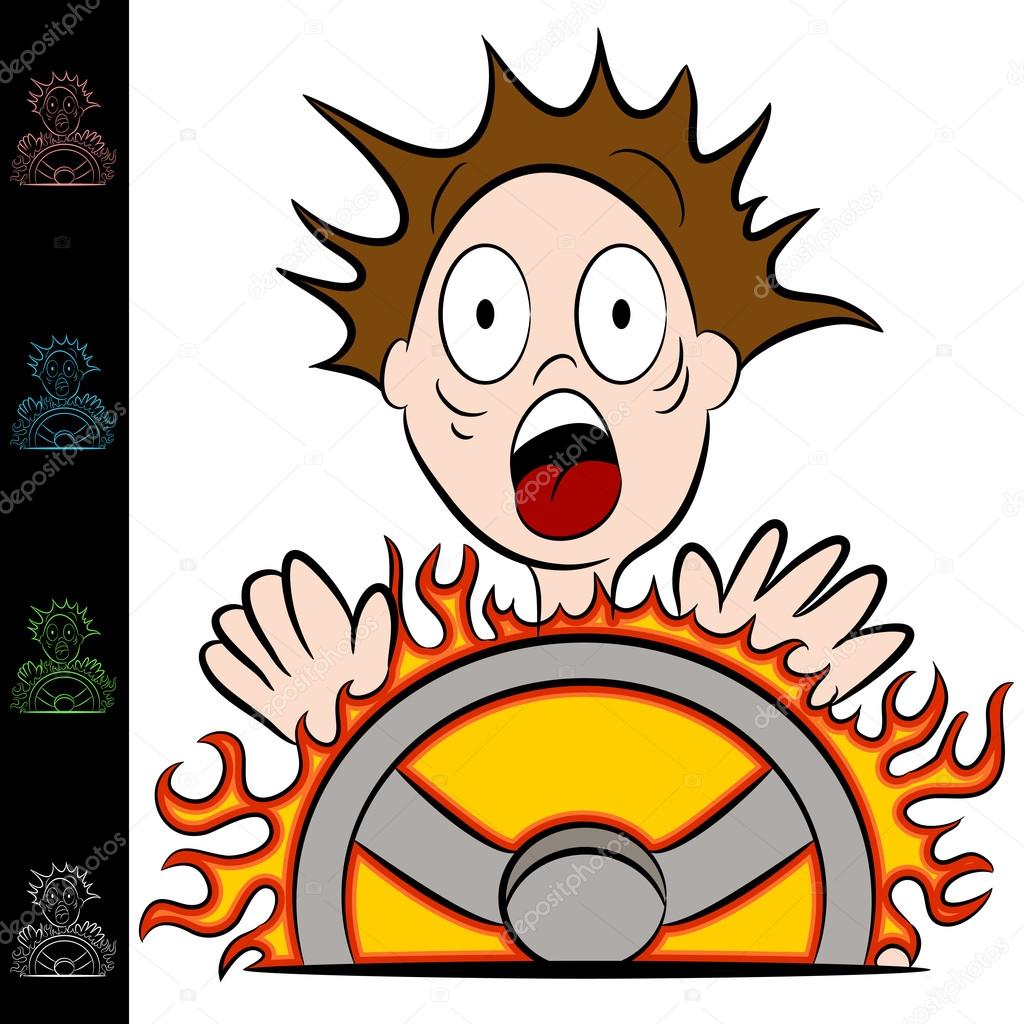 Man Touching a Hot Steering Wheel