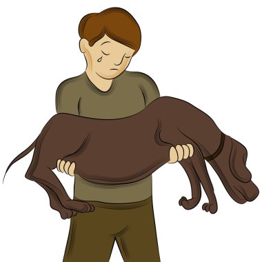 adam taşıyan yaralı köpek
