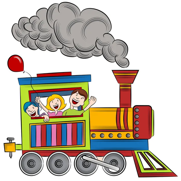 Kinderen met de trein — Stockvector