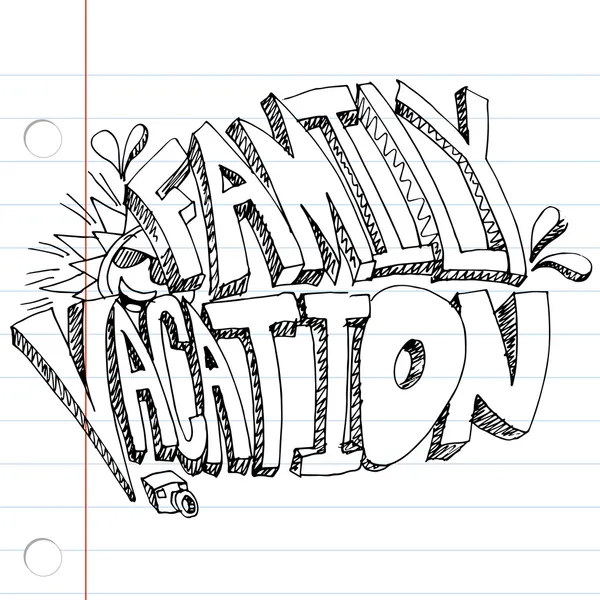 Family Vacation Drawing — Stock Vector