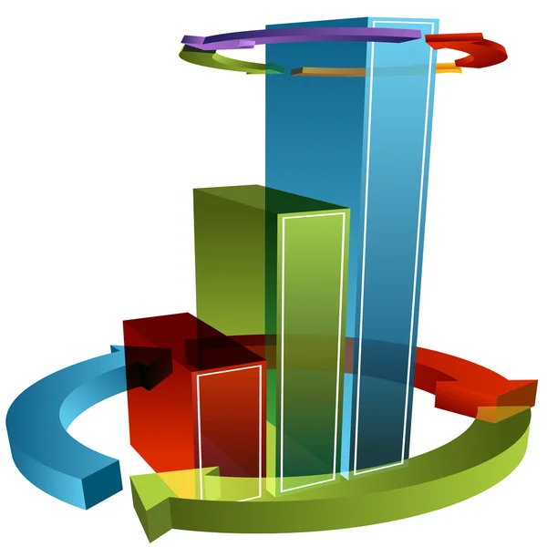 Gráfico de barras de flecha envuelta — Vector de stock