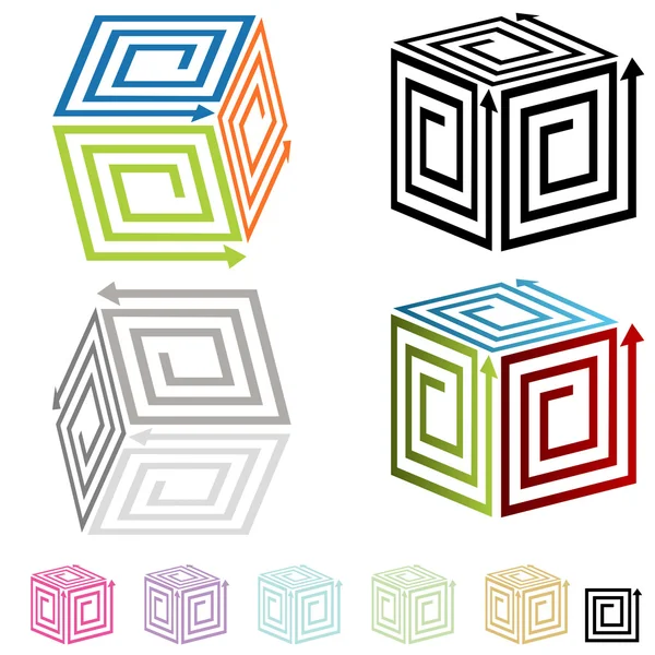 Cajas de flecha espiral — Vector de stock