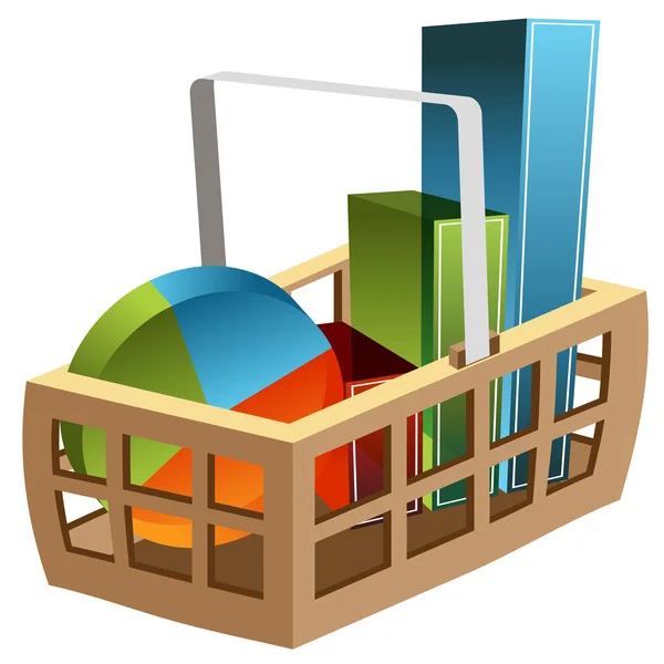 Cesta de gráfico de negócios 3D —  Vetores de Stock