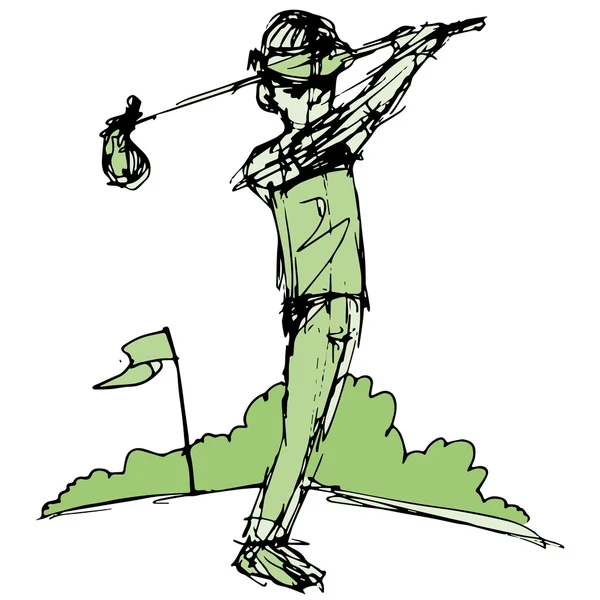 Golfer swingende club — Stockvector