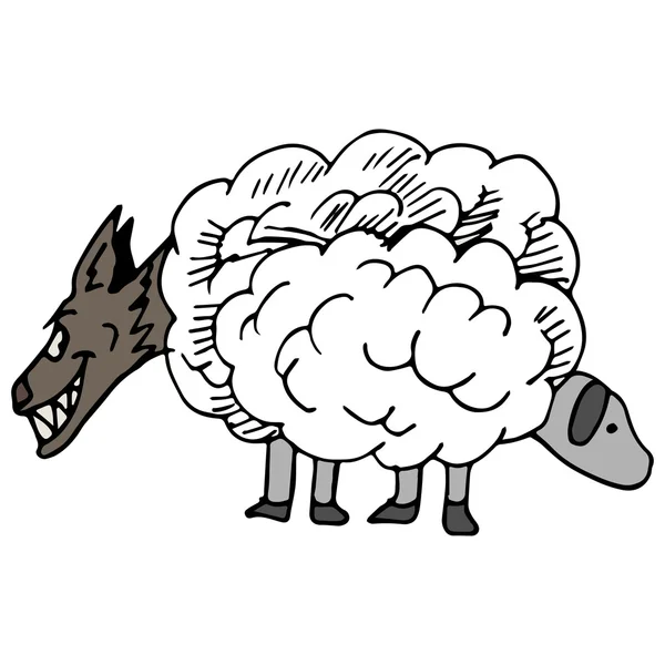 Wolf In Sheeps Clothing — Stock Vector