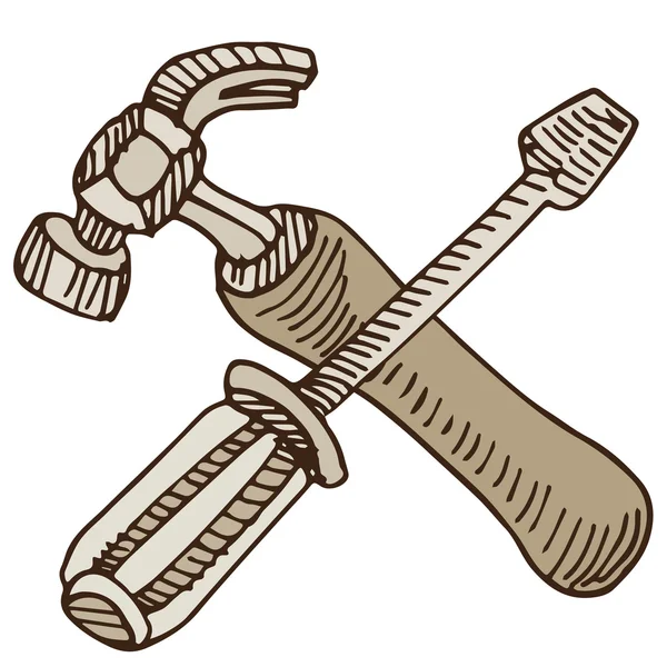 Hammer und Schraubenzieher — Stockvektor