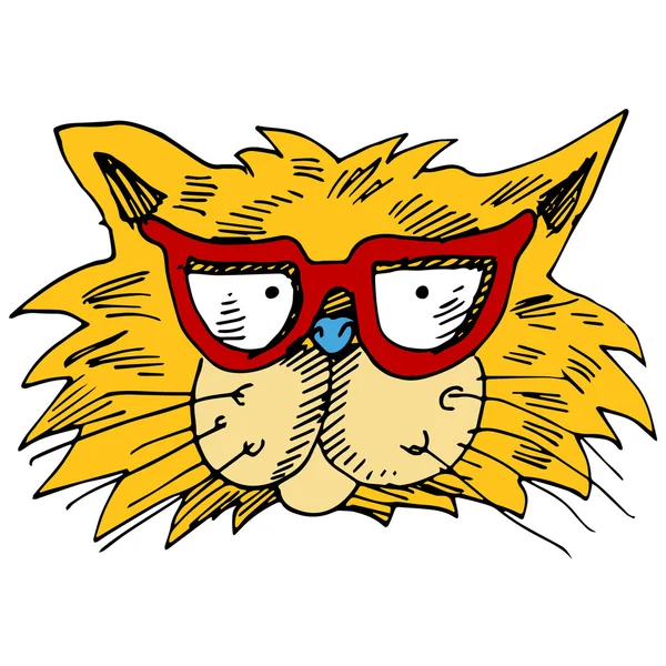 Cat eye glasses cartoon Cat emoticon wearing eyeglasses — Stock