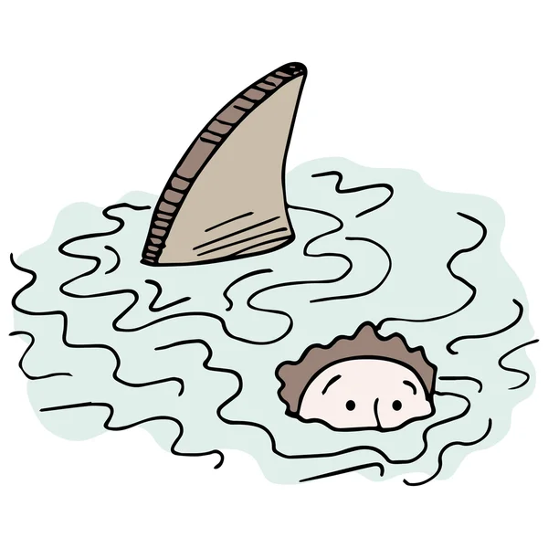Плавание с акулой — стоковый вектор