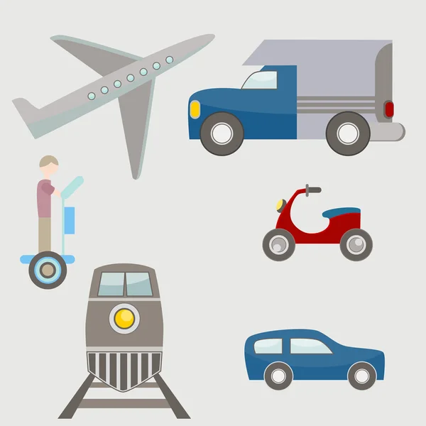 Icone di trasporto piatto — Vettoriale Stock