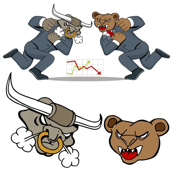 Bull bear strid — Stock vektor