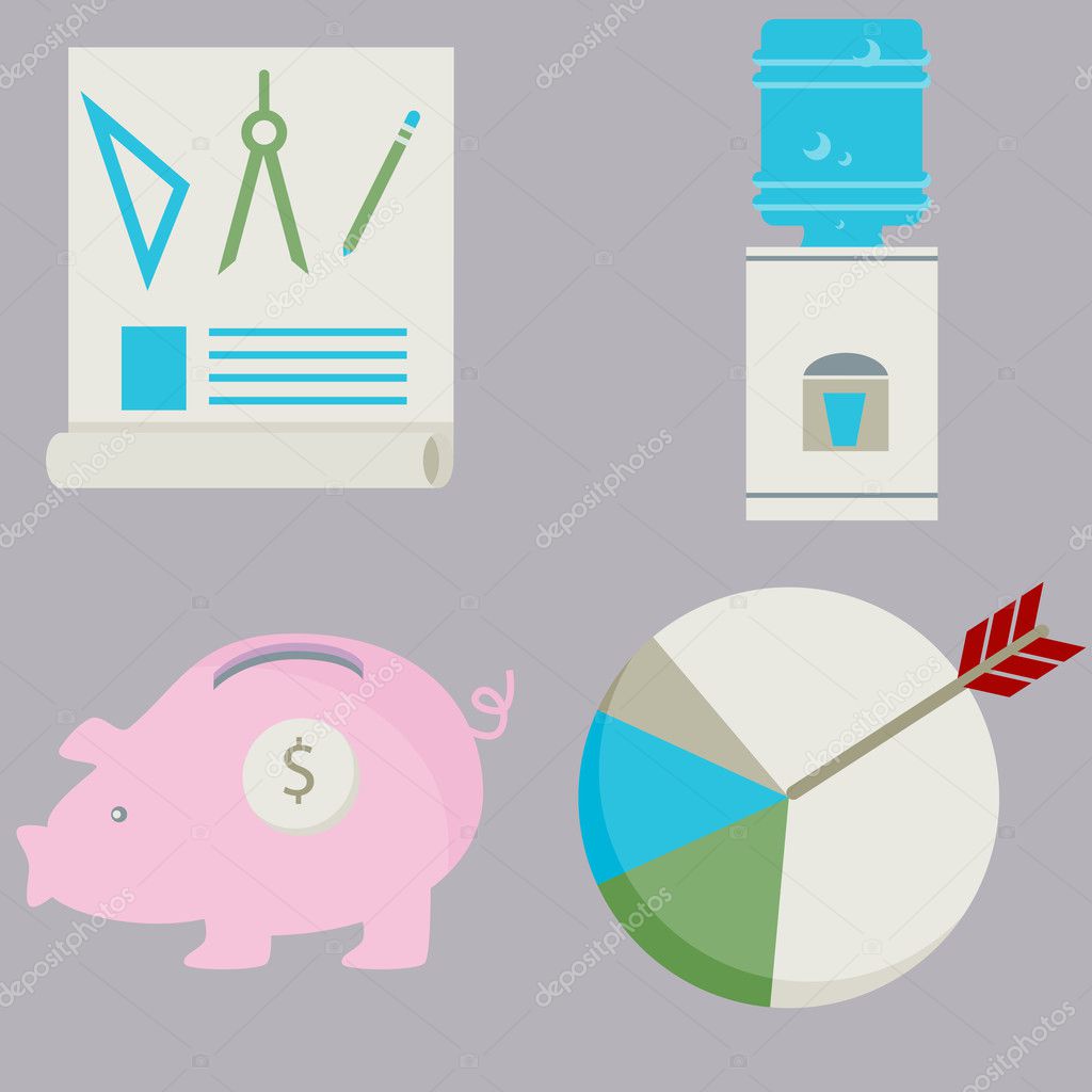Business Financial Flat Icon Set