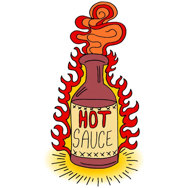 Botella de salsa caliente — Vector de stock