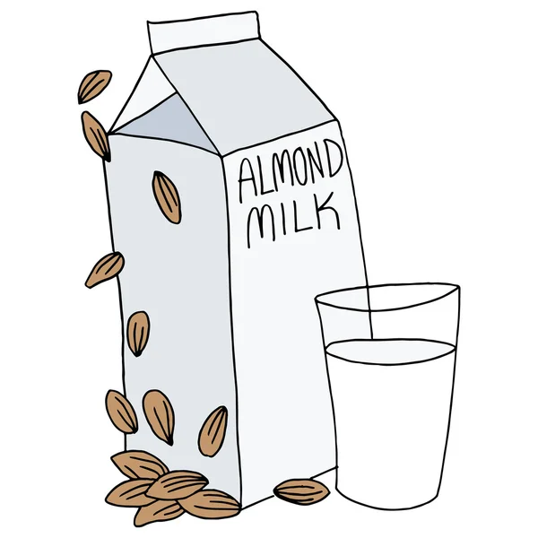 Cartón de leche de almendra — Vector de stock