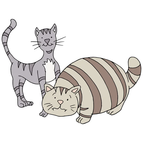 Gatos gordos y flacos — Vector de stock