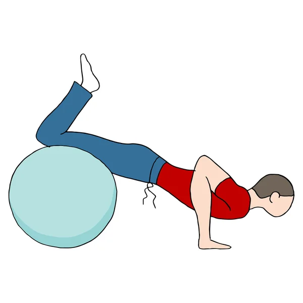 Liegestütze mit Fitnessball — Stockvektor