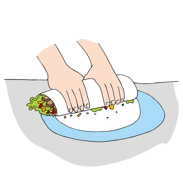 Enveloppement de salade de poulet — Image vectorielle