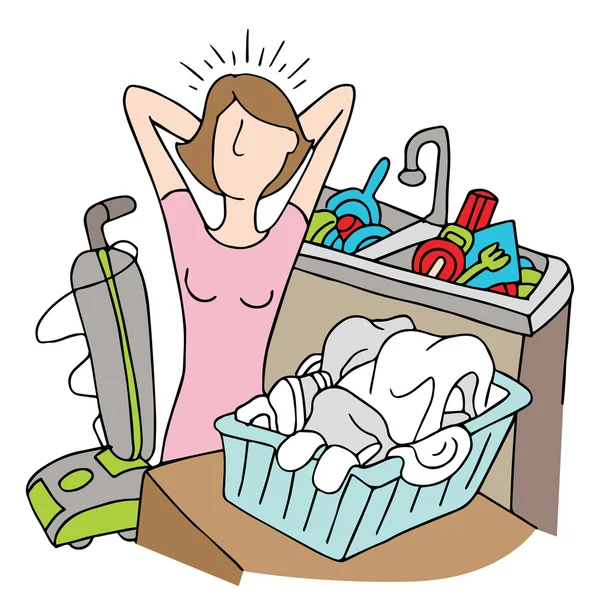 Too Many Chores Woman — Stock Vector