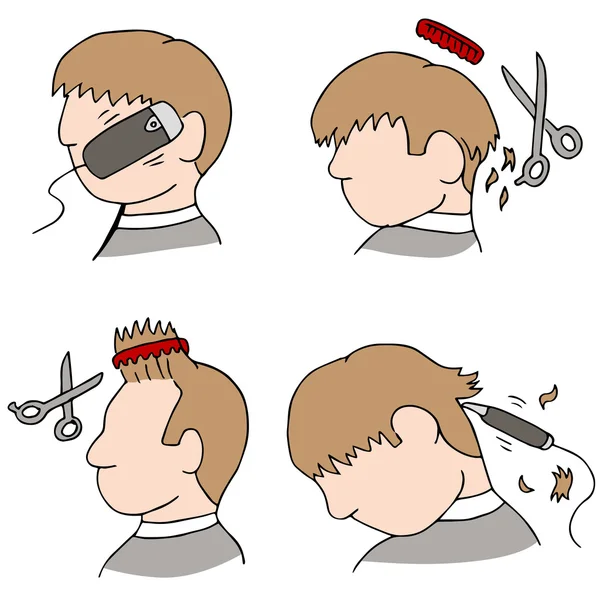 Processus de coupe de cheveux — Image vectorielle