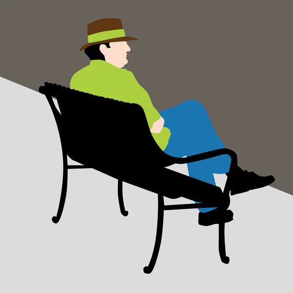 Homme sur banc — Image vectorielle