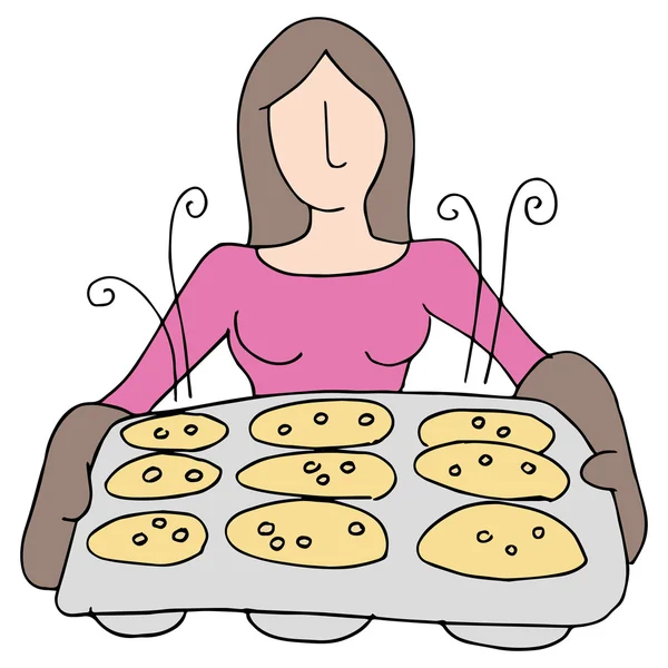 Femme avec articles de boulangerie — Image vectorielle